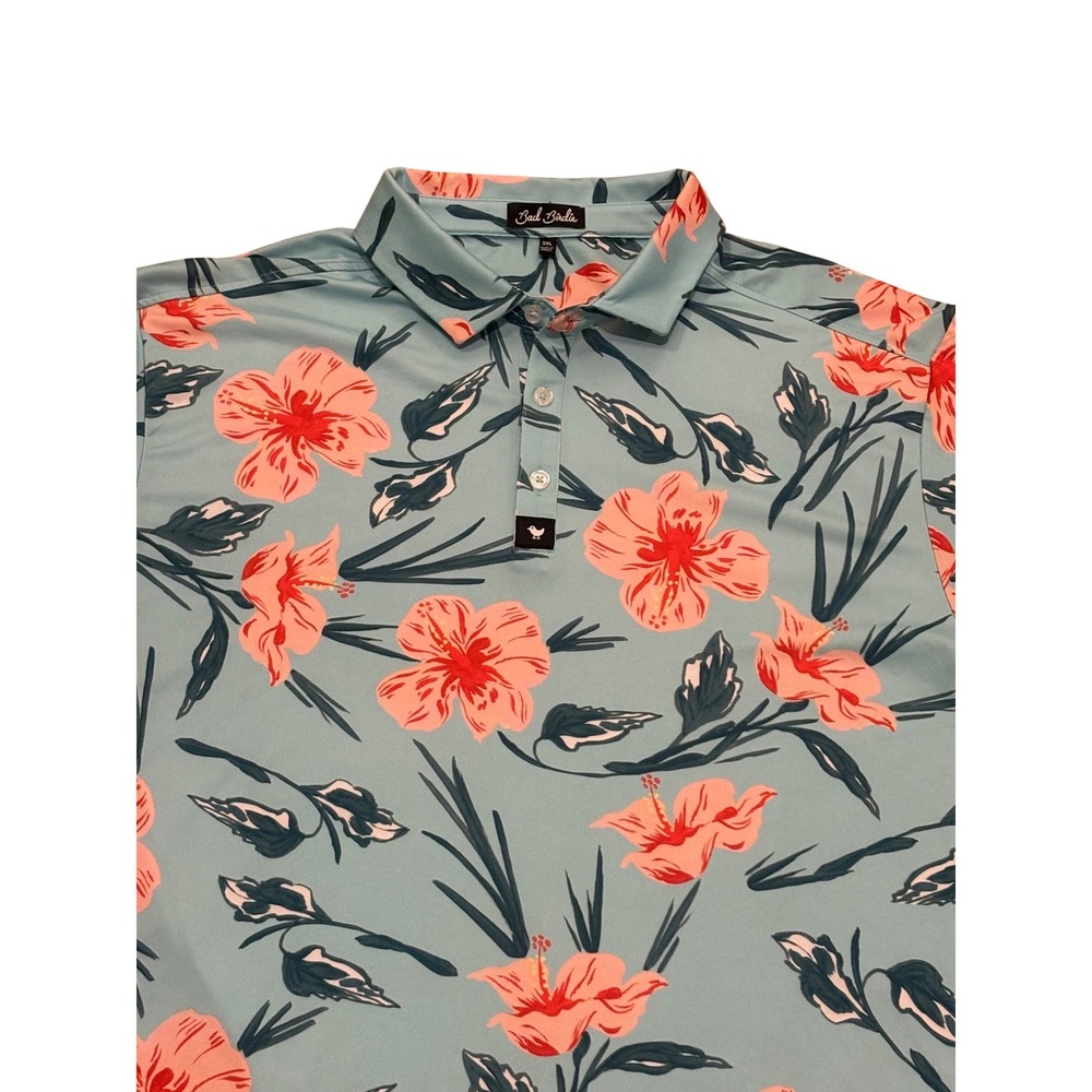 Bad Birdie "Never Lei Up" Floral Golf Polo Shirt Mens Size 2XL